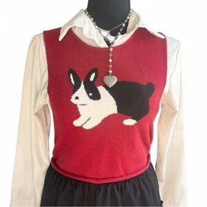 ⋆｡°✩ || lelis collection cottagecore women’s medium cute bunny sweater vest